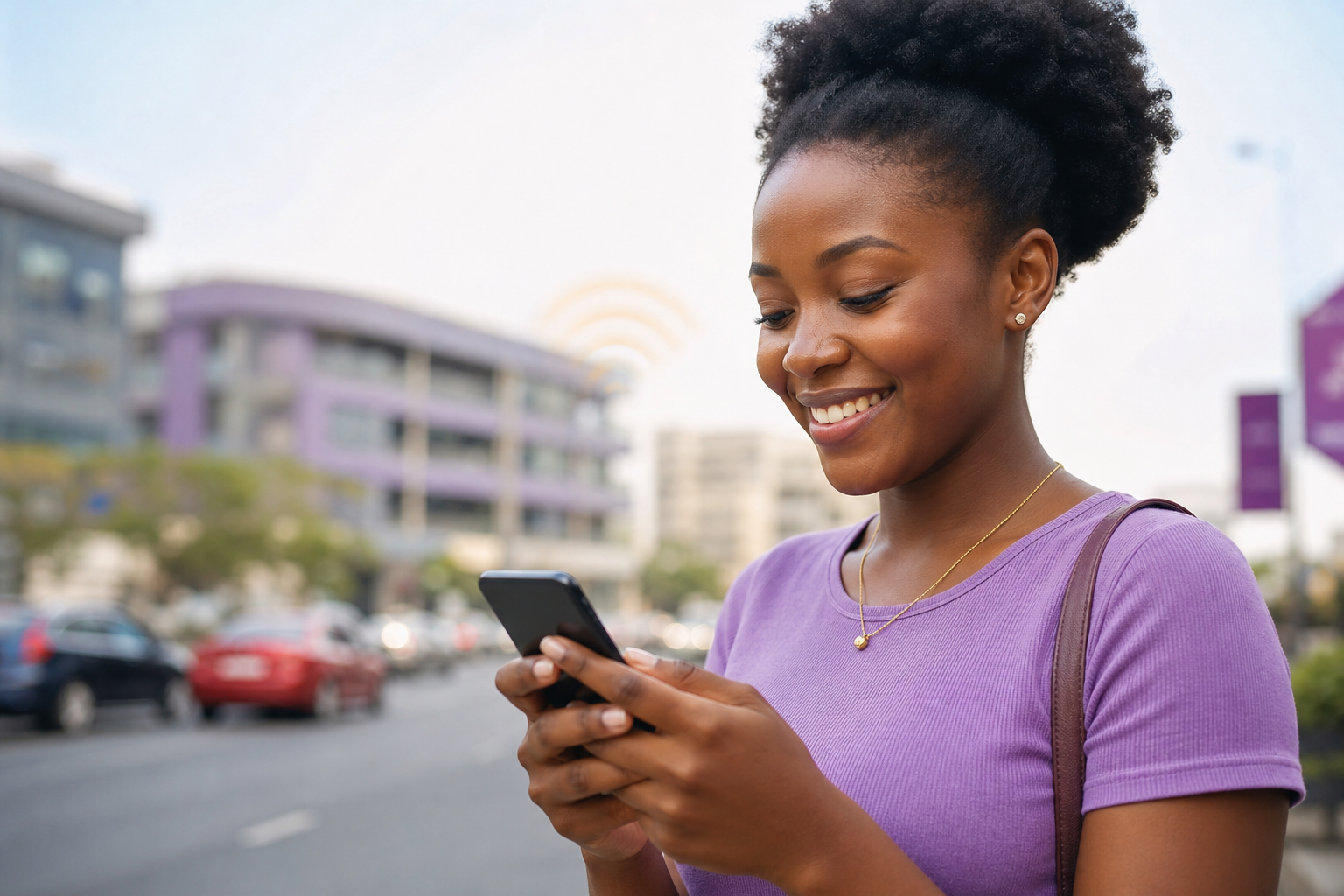 Mobile phone being used for an airtime and data top-up